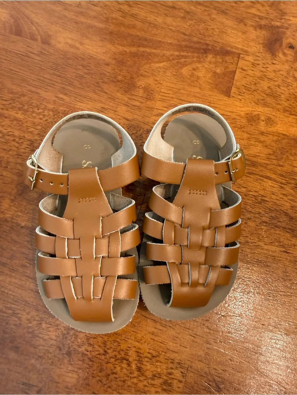 Salt Water Sandals Sun-San Sailor Tan Leather Kids Toddler Fisherman Shoes 8